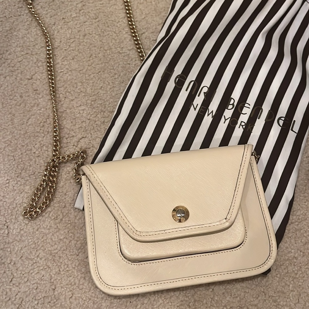 Henri Bendel Cream Crossbody Bag with Chain Strap